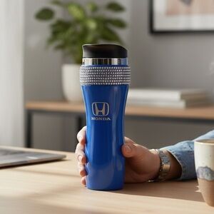 Honda Blue Laser Engraved‎ Crystal Mug 18 Oz Cup Stainless Thermal Water Bottle